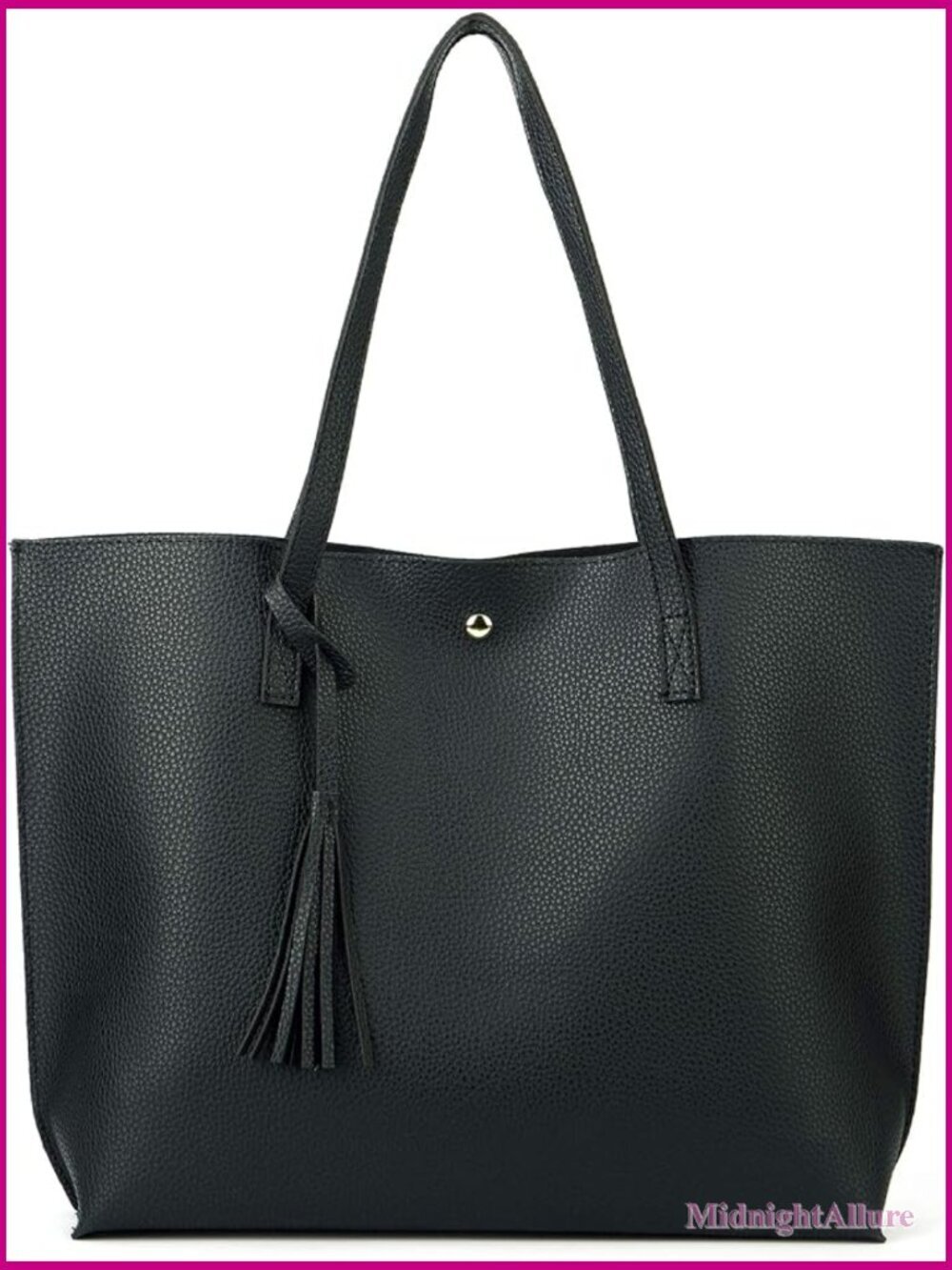 Faux Leather Tote Bag Satchel Handbag with Tassel Top Handle Shoulder Purse